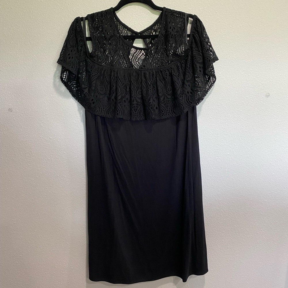 NWT Lane Bryant Black Off the Shoulder Dress with Lace Detail